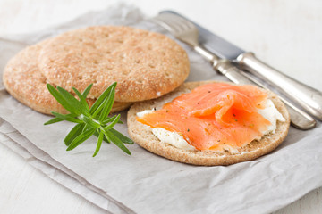 sandwich with cream cheese and smoked salmon