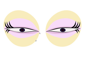 Cute puffy eyes with beautiful eye bags - usable as icon or design element