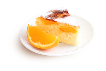Fototapeta na wymiar Air cake with oranges and sugar