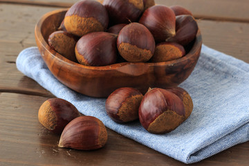 Meny chestnut on the table