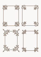 Set of 4 rich decorated calligraphic outlined stroke frames.