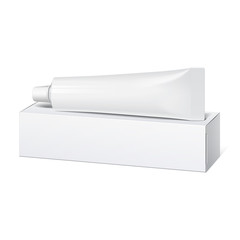 Realistic white tube and packaging.