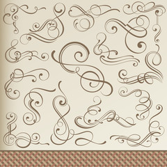 Calligraphic Curls, Vignettes, Corners with Vintage Border