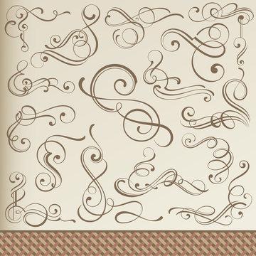 Calligraphic Curls, Vignettes, Corners with Vintage Border