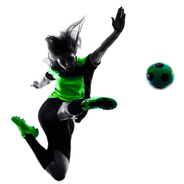 Woman Soccer Player Isolated Silhouette