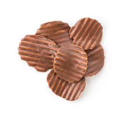potato chip with chocolate on white