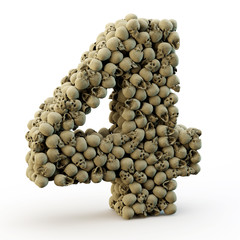 3D number four made from skulls