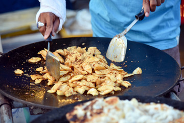 Fried cuttlefish and Egg fried squid and seasoned with chili sauce very delicious