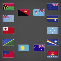 World flags collection, Oceania. Labeled in layers panel. Flags on the right hand side reflected around vertical axis.