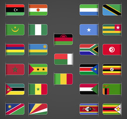 World flags collection, Africa, part 2. Labeled in layers panel. Flags on the right hand side reflected around vertical axis.