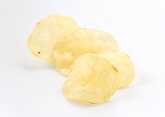 potato chips on white background