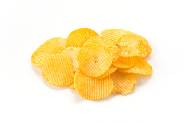 potato chips on white background