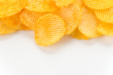 potato chips on white background
