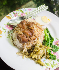 Stewed pork leg on rice