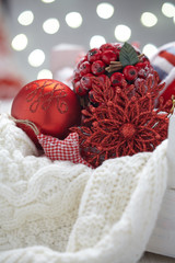 Christmas decoration with balls and snowflake