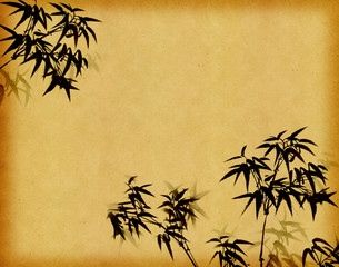 bamboo on old grunge antique paper texture