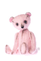 Classic pink teddy bear stuffed toy on a white background
