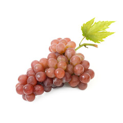 Fototapeta premium Red grape and leaves isolated on white background (Fruit)