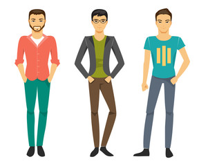 Fototapeta premium Men in fashionable clothes. Vector Illustration