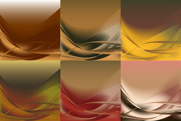 Set of wavy banners horizontal colorful brown