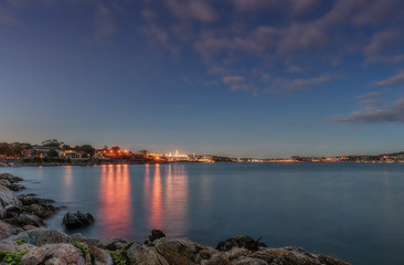 Sunset over Plymouth in UK.