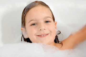 Real toddler girl  in bathtub