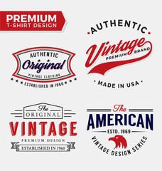Set Of Premium Apparel T-Shirt Design. Vector illustration