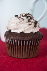 cupcake. chocolate cupcakes on the background