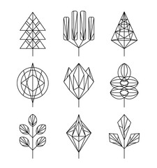 Graphical tree set, hipster linear style