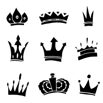 Set of hand-drawn crowns