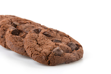soft dark chocolate brownie cookies on white