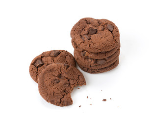 soft dark chocolate brownie cookies on white