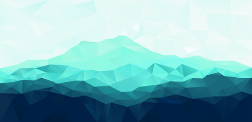 Triangle geometrical background with blue mountain