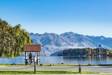Foto op Plexiglas Lake Wanaka in de ochtend, Zuidereiland Nieuw-Zeeland © santi-jk