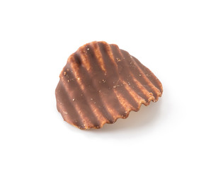 potato chip with chocolate on white