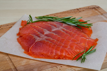 Sliced salmon