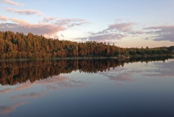 Fototapeta na wymiar forest lake reflection