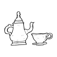 cartoon coffee pot and cup