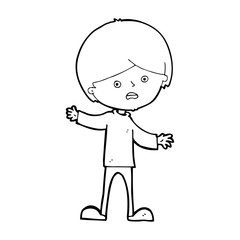 cartoon unhappy boy