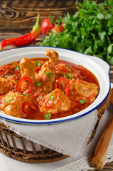 Chakhokhbili - chicken stewed with tomatoes