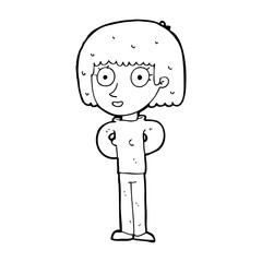 cartoon staring woman