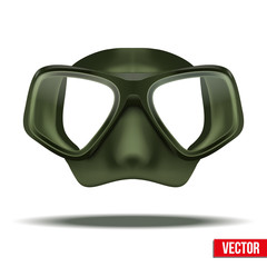 Underwater diving scuba green mask vector