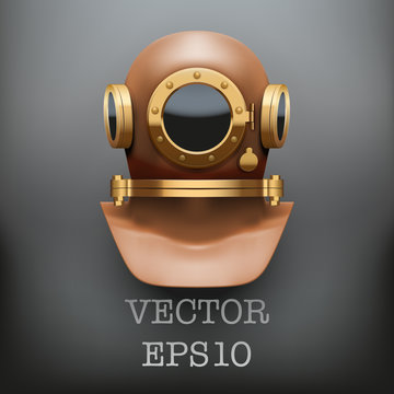 Background of Underwater diving suit helmet. Vector Illustration