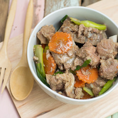 pork ribs braised with soy sauce, a popular chinese dish.