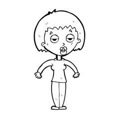 cartoon woman shrugging shoulders