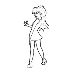 cartoon woman posing in dress