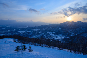 Fototapeta premium Sunset, view from Observatory of Mt.Moiwa