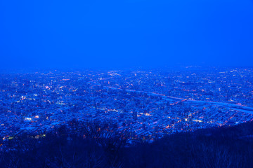 Sapporo at dusk, view from Observatory of Mt.Moiwa