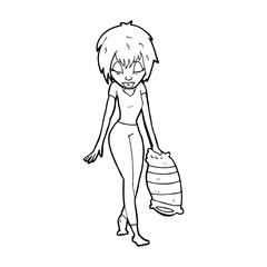 cartoon woman going to bed
