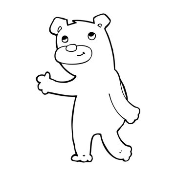 cartoon happy waving bear